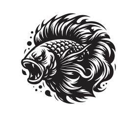 fierce fishing vector silhouette vector style graphic resources white background