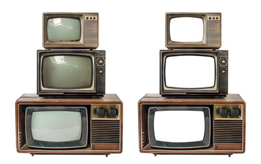 Retro TV boxes cut out with frame screen cut out