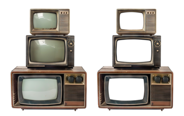Retro TV boxes cut out with frame screen cut out