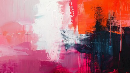 Naklejka premium Abstract Painting with Pink, Red, White, and Black Colors in a Modern Art Style