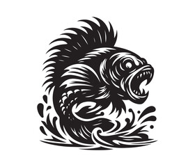 fierce fishing vector silhouette vector style graphic resources white background