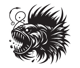 fierce fishing vector silhouette vector style graphic resources white background