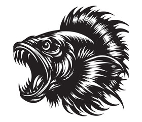 fierce fishing vector silhouette vector style graphic resources white background