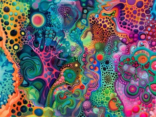 Abstract Psychedelic Painting of Organic Shapes, Colors, and Textures