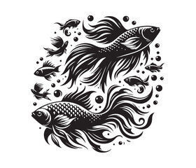 fierce fishing vector silhouette vector style graphic resources white background