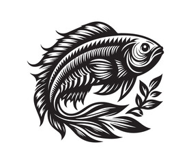 fierce fishing vector silhouette vector style graphic resources white background