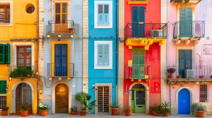 Colorful Italian Townhouses with Balconies