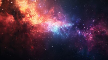 Fototapeta premium Cosmic Nebula with Vibrant Red, Blue, and Pink Hues in a Starry Night Sky