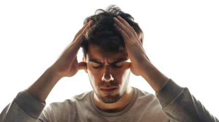 man with headache isolated