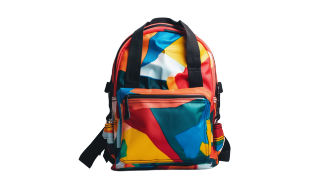 multicolored backpack isolated on white background