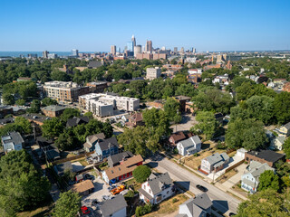 Cleveland aerial skyline of the forest city from a south viewpoint