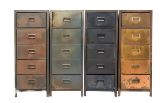 Four vintage metal drawer cabinets, cut out