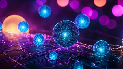 A computer generated image of a cityscape with a blue and pink background