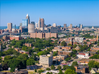 Cleveland aerial skyline of the forest city from a south viewpoint