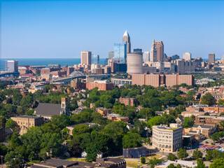 Cleveland aerial skyline of the forest city from a south viewpoint