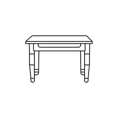 Table line art  on a white background,Charming minimalist line art of a classic wooden nightstand with a single drawer, perfect for bedroom decor inspiration and interior design projects