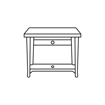 recommend clip art: Table line art  on a white background