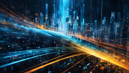 A blue background with many small dots that look like stars