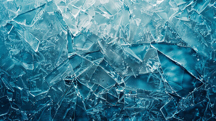 Cracked ice surface seen from a top-down perspective, emphasizing natural patterns and textures