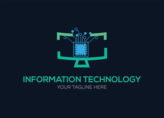 Information technology brand Tech logo templates in vector format