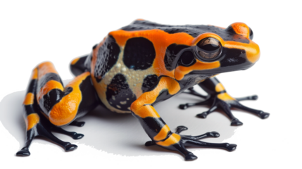 Poison dart frog, Dendrobates tinctorius, in front  isolated on transparent background. 