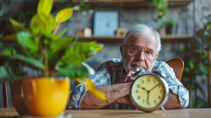 retirement or working concept. old man early and time out for working