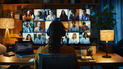professionals attending a virtual team meeting