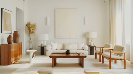 Fototapeta premium modern interior design living room with white board on wall