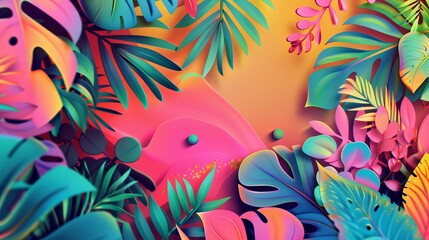 This image features bright and vivid tropical foliage which can serve as a lively wallpaper or background for various uses