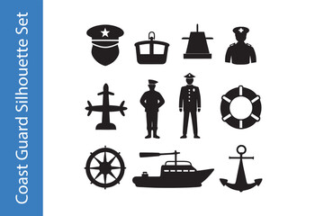 Coast guard day Silhouette Set
