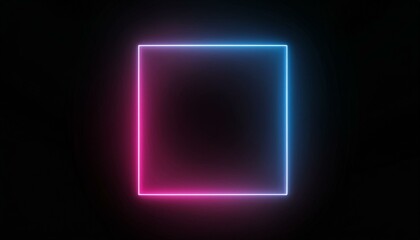 Square rectangle picture frame with two tone neon color motion graphic on isolated black background