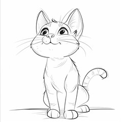 Obraz premium Illustration cat, cartoon cat for color-book