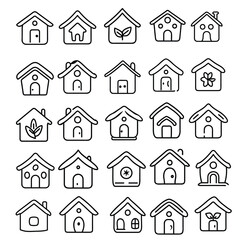 House icons set, Minimalist Home Icon Vectors, Simple and Elegant Designs for Modern Living