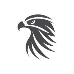 Fototapeta premium simple eye catching minimalist hawk bird silhouette, black and white, white background