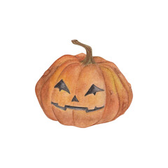 Hand-Painted Watercolor Jack-O'-Lantern Illustration
