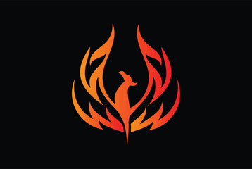 phoenix logo with black background, great and strong bird.	