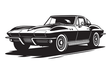 Fototapeta premium Classic vintage sports car silhouette vector illustration isolated on a white background