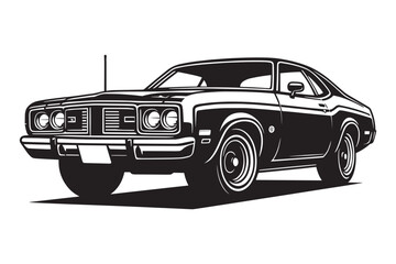 Classic vintage sports car silhouette vector illustration isolated on a white background