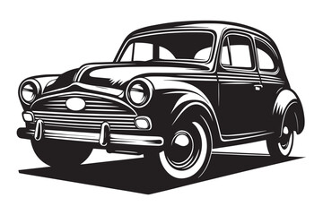 Classic vintage sports car silhouette vector illustration isolated on a white background