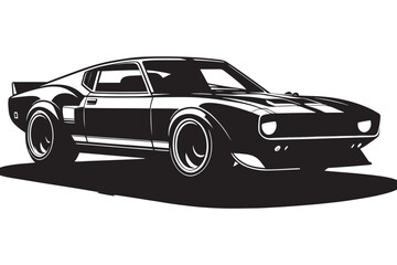 Obraz premium Classic vintage sports car silhouette vector illustration isolated on a white background