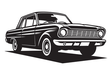 Classic vintage sports car silhouette vector illustration isolated on a white background