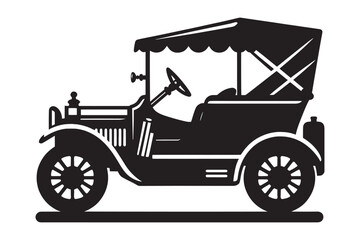 Classic vintage car silhouette vector illustration isolated on a white background