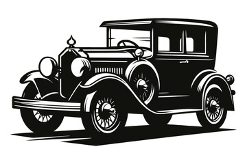 Classic vintage car silhouette vector illustration isolated on a white background