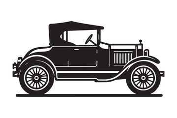 Classic vintage car silhouette vector illustration isolated on a white background