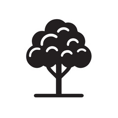 Minimalist Black Silhouette Icon of Tree on White Background