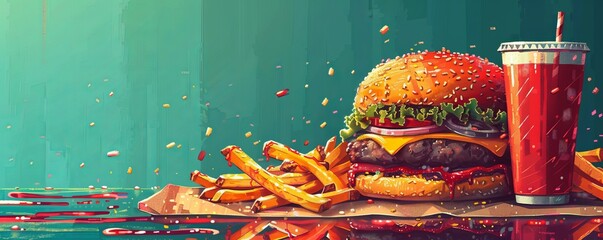 A pixel art rendition of a classic arcade game food, such as a pixelated pizza or a pixelated hamburger, their pixelated ingredients bursting with flavor.