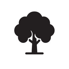 Minimalist Black Silhouette Icon of Tree on White Background