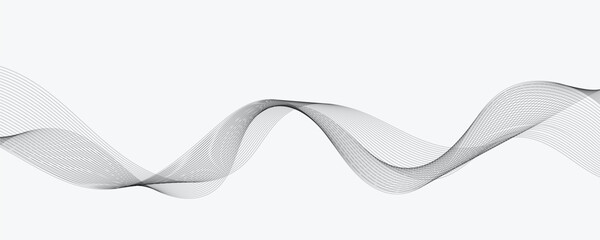 Abstract vector modern background with black wavy lines and particles.
