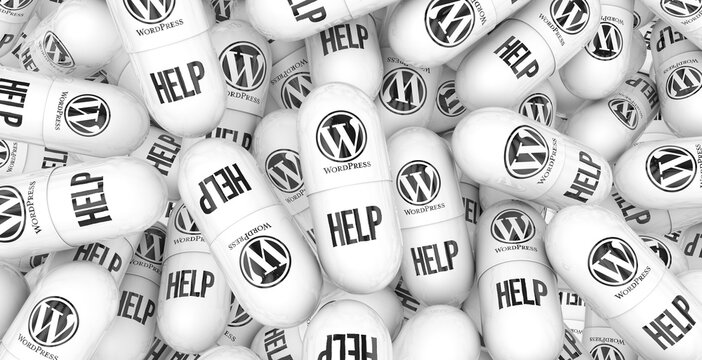 Wordpress HELP, 3D Pill Visual Design Concept - An open source web software.