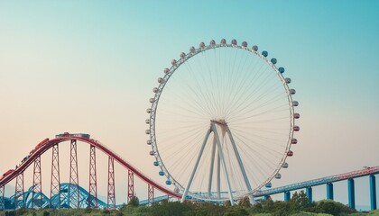 Ferris wheel and roller coaster, France